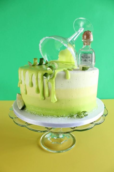 Lime Flavored Cake, Margarita Shaped Cake, Tequila Bottle Cake, Tequila Themed Cake, Margarita Cake Design Birthday, Margaritaville Cake Ideas, Tequila Cake Ideas, Cocktail Cake Design, Margarita Cake Design