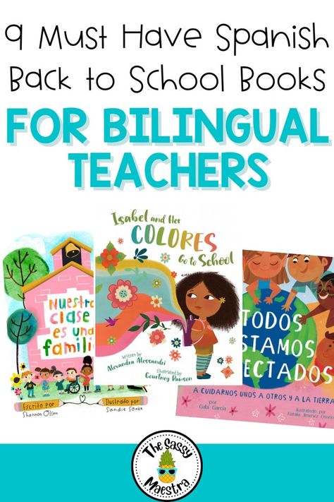 Atención bilingual teachers! Check out these 9 Spanish back to school books that are perfect for the dual language classroom. Plus I include activities for each book 📚❤️ Preschool Spanish Lessons, Spanish Teacher Classroom, Spanish Books For Kids, Back To School Books, Bilingual Kindergarten, 1st Grade Books, Bilingual Teaching, Bilingual Activities, Spanish Classroom Activities