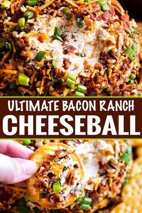 Make Ahead Appetizers For A Crowd, Ranch Cheeseball, Bacon Ranch Cheeseball, Bacon Ranch Cheese Ball Recipe, Bacon Ranch Cheese Ball, Ranch Cheese Ball, Cheeseball Recipe, Cheese Ball Recipes Easy, Ball Recipes