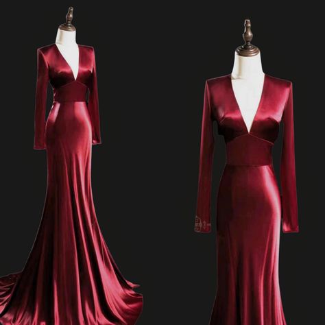 Dark Red Dress Long, Dark Red Long Dress, Dark Red Gown, Red Mermaid Dress, Dress Creator, Deep Red Dress, Red Dress Long, Dark Red Dresses, Long Red Dress