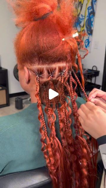 Boho Knotless Braids Bob Color 350, Copper Braids With Beads, How To Do Boho Knotless Braids, Boho Knotless Braids Tutorial, Blonde Boho Knotless Braids Bob, Ginger Boho Twists, Auburn Boho Knotless Braids, Copper Boho Braids, Copper Boho Knotless Braids