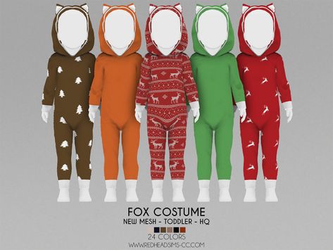 TODDLER FOX COSTUME Toddler Fox Costume, Sims 4 Christmas Cc, Toddler Cc Sims 4, Sims 4 Toddler Clothes, Cc Packs, Sims Baby, Sims 4 Traits, Fox Costume, Sims 4 Cc Kids Clothing