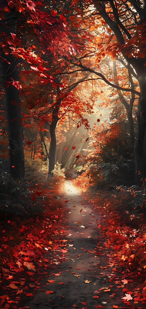 Red Fall Wallpaper Aesthetic, Pretty Autumn Wallpaper, Phone Wallpaper Autumn, Fall Wallpapers For Iphone, Autumn Pics, Son Bahar, Relax Video, Free Fall Wallpaper, Fall Drawings