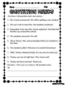 Your purchase includes:  Rules for Quotation Marks. This page fits perfectly in a writing journal.The second page is an independent quotation marks practice (answers included).Related Products:No Prep Grammar NotebookGrammar Practice PagesHow to get your TPT credit to use on future purchases:Make sure to provide feedback on every item you buy. Click on the Provide Feedback button and give a rating and comment about the product you purchased. TPT gives a credit that you can use to lower the cost Staar Reading Strategies, Elementary Writing Activities, Grammar Notebook, Elementary Writing Prompts, Writing Center Activities, Prep Activities, Essay Tips, Subject And Predicate, Reading Test