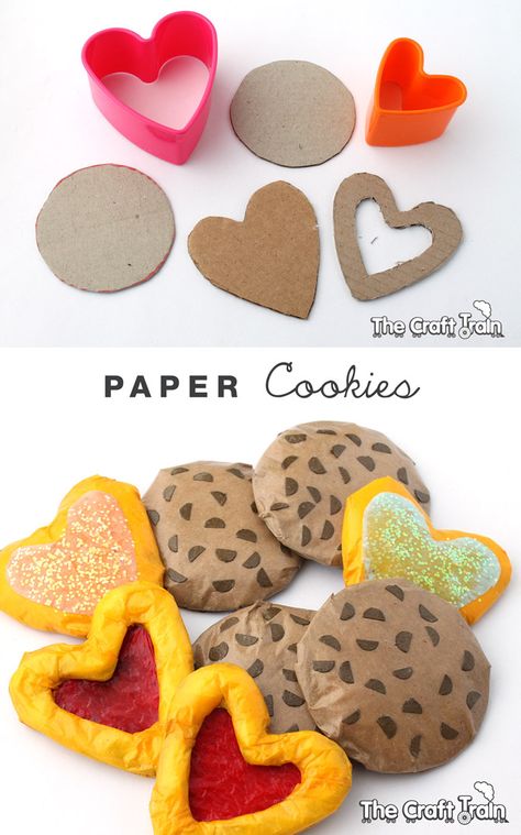 Paper Cookies Cardboard Cookies Craft, Paper Cookie Craft, Cookie Crafts For Kids, Chocolate Chip Cookie Craft, Cardboard Cookies, Paper Food Crafts, Paper Mache Food, Christmas Diy Tree Decor, Christmas Diy Tree