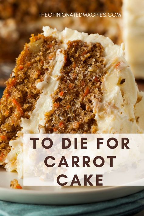 To Die For - Carrot Cake Recipe - The most delicious carrot cake you will ever eat. Take our word for it, it's divine!!! Best Carrot Cake Recipe From Scratch, Best Ever Carrot Cake, Carrot Cake Recipe From Scratch, Carrot Cake Recipe Homemade, Carrot Cake Recipe Easy, Homemade Carrot Cake, Vegan Carrot Cakes, Best Carrot Cake, Cake Recipes From Scratch