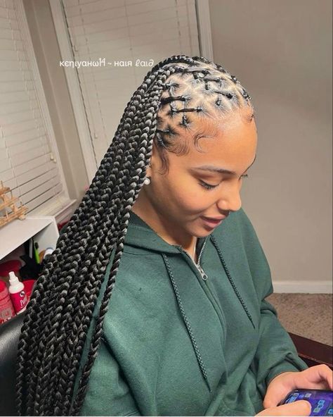 Cross Knotless Braids, Criss Cross Knotless Braids, Knotless Braids Hairstyles, Box Braids Hairstyles For Black Women, Cute Braided Hairstyles, Braided Cornrow Hairstyles, Cute Box Braids Hairstyles, Hairstyles Braided, Protective Hairstyles Braids