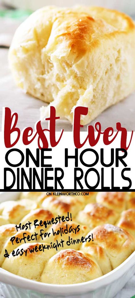 Essen, Easy Yeast Rolls Recipe, One Hour Dinner Rolls, Dinner Rolls Recipe Homemade, No Yeast Dinner Rolls, Fluffy Dinner Rolls, Homemade Rolls, Homemade Dinner Rolls, Yeast Rolls