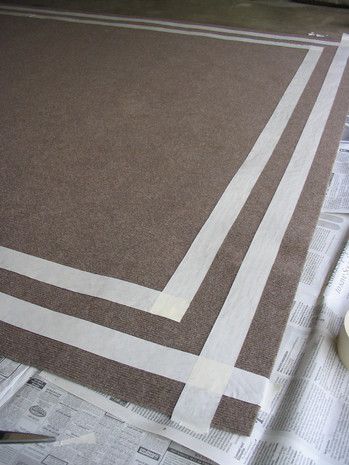 How to paint an indoor/outdoor rug. » Curbly | DIY Design Community Rug Trends, Painted Rug, Floor Cloth, Indoor Outdoor Rug, Diy Rug, Paint Roller, Home Improvement Store, Painted Floors, Outdoor Carpet