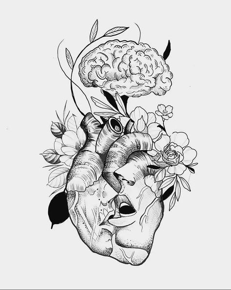 Marble Tattoo, Heart Animation, Brain Tattoo, Abstract Tattoos, Muster Tattoos, Pretty Tattoos For Women, Dope Tattoos For Women, Tattoo Style Drawings, Human Heart