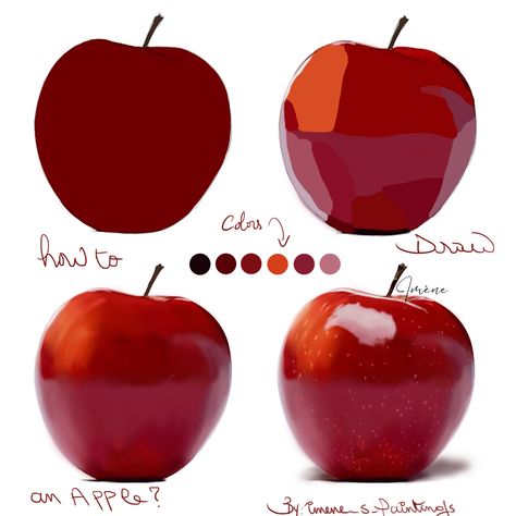 Objects To Draw Photographs, Draw An Apple, Digital Art Tips, الفن الرقمي, Digital Art Beginner, Digital Painting Tutorials, Ipad Art, Art Inspiration Painting, Ibis Paint