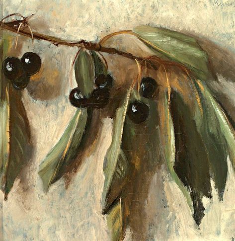 BO FRANSSON: Reinhold Kündig. 1888 Uster - 1984 Thalwil Bo Fransson, Drawing Examples, Olive Gardens, Fruit Art, Olive Branch, Still Life Painting, Botanical Art, Oil Pastel, Art Classes