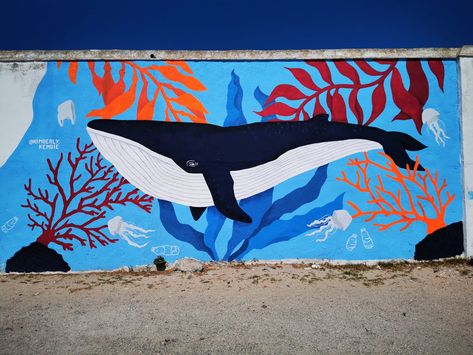 Sea Murals, Street Murals, Mural Art Design, Whale Painting, Interior Murals, School Murals, Street Mural, School Painting, Colorful Murals