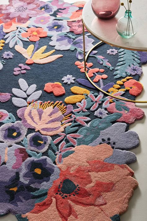 Rich floral rug, so beautiful!  Tufted Jardin Rug | Anthropologie  #affiliate #homedecor #rugforbedroom #rugforlivingroom #floralrug #buy Area Rug Placement, Rug Placement, Soft Flooring, Inspire Me Home Decor, Bohol, Natural Fiber Rugs, Room Carpet, Hand Tufted Rugs, Floral Rug