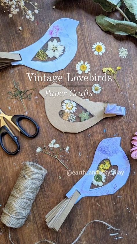 Vintage Lovebirds 🐦 - Free template Merging from Winter into Valentine's and gearing up to the Big Garden Bird Watch at the end of this… | Instagram Diy – Velikonoce, Anna Craft, Pressed Flower Crafts, Easy Easter Decorations, Ideas For Easter Decorations, The Crafts, Paper Birds, Ideas For Easter, Big Garden