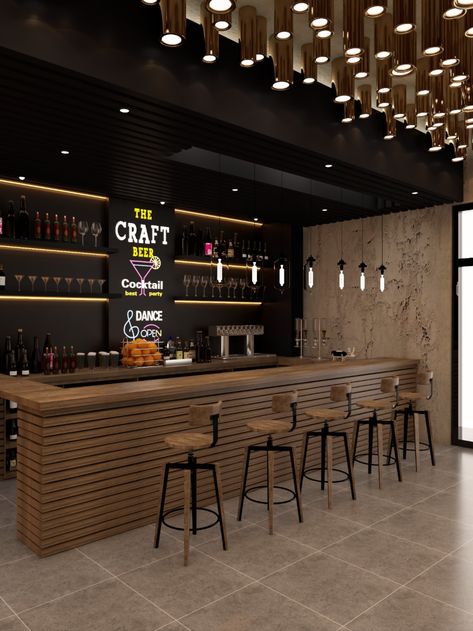 Lounge And Restaurant Design, Restobar Ceiling Design, Bar Colours Interior Design, Local Bar Interior Design, Bar And Grill Interior Design, Aesthetic Bar Design, Hotel Bar Design Modern, High End Bar Design, Cafe And Bar Design