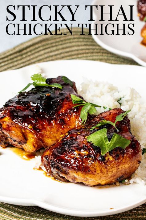 Best Baked Chicken Thighs, Chicken Thigh Fillet Recipes, Thai Chicken Thighs, Sticky Chicken Thighs, Asian Chicken Thighs, Chicken Thighs In Oven, The Best Baked Chicken, Best Baked Chicken, Spicy Baked Chicken