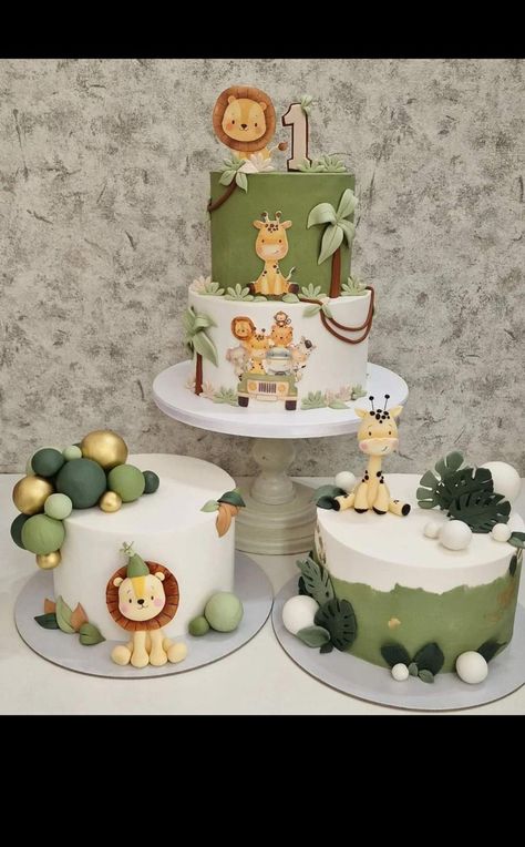 Lion 1st Birthday Cake, Wild One Jungle Cake, 1st Safari Birthday Party, Wild One Baby Shower Cake, Wild One Birthday Cake Ideas, Simple 1st Birthday Ideas, Safari Bday Cake, Wild One Cakes, Safari Baby Shower Boy Cake