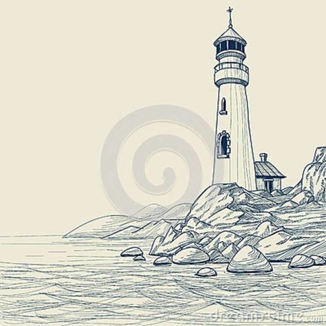 Drawings of lighthouses Light House Drawing, House Drawing Ideas, Church Illustration, Lighthouse Drawing, Wooden Church, Lighthouse Tattoo, Lighthouse Painting, Paper Ideas, Desenho Tattoo