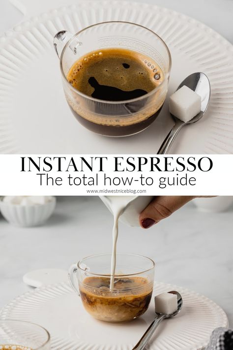 When you know how to make instant espresso you can enjoy your favorite coffee drinks without a bulky or expensive espresso machine. Stir up a shot of bold espresso using instant coffee powder and hot water in a snap. Espresso With Instant Coffee, Instant Coffee Espresso, Espresso Powder Drinks, Espresso At Home No Machine, How To Make Instant Coffee, How To Make Espresso Without A Machine, Espresso Powder Recipes Coffee, How To Make Espresso At Home, Instant Coffee Recipes Hot Drinks