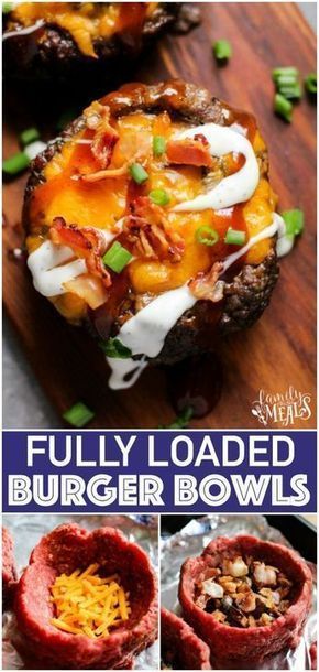 Fully Loaded Burger Bowls Loaded Burger Bowls, Loaded Burger, Burger Bowls, Sommer Mad, Desayuno Keto, Family Fresh Meals, Resep Diet, Low Carb Diets, Recetas Keto