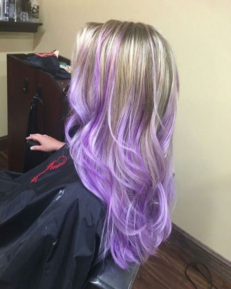 16 Blonde Hair With Purple Underneath Ideas To Try Now Purple Hair And Blonde, Blonde On Top Purple Underneath, Dark Blonde Hair With Purple Highlights, Purple Hair Dye Ideas For Blondes, Blond Hair With Purple Highlights, Purple Hair Underneath Blonde, Purple Highlights Blonde Hair Straight, Colored Highlights For Blondes, Purple Hair Blonde