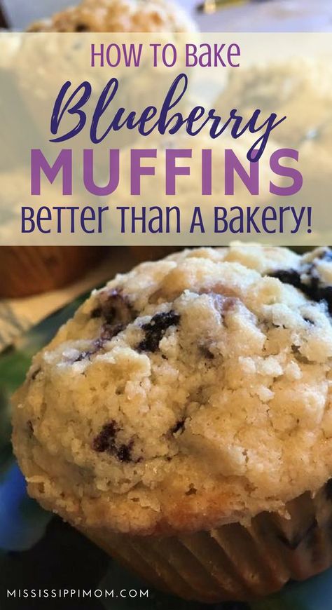 How to Make Blueberry Muffins better than a bakery! Delicious Blueberry Muffins with Streusel Topping are light and sweet, and kids love them! Desserts That Use Butter, Blueberry Muffins Without Eggs, Blueberry Muffins With Fresh Blueberries, Blueberry Ideas, Fresh Blueberry Muffins, Shirley Brown, Recipes Pastry, Mini Loaves, Best Blueberry Muffins