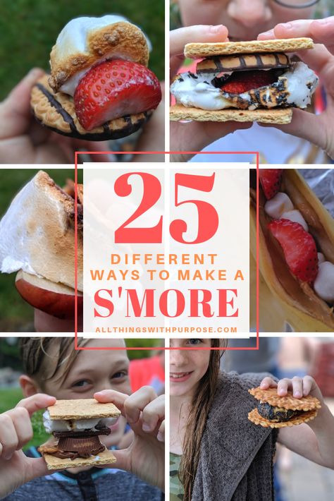 S'mores Bar with Printable Menu & Healthy S'more Alternatives Alternative Smores Recipes, S’more Night Ideas, S’more Alternatives, S’mores Alternative, S’mores Toppings, S’more Variations, S’mores Date Night, Healthy Smores Alternative, Fun Smores Ideas