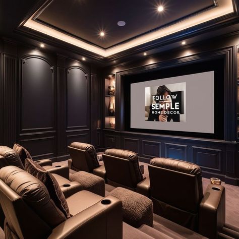 Movie Theater Seating Ideas, Elegant Home Theater, Movie Room Cabinets, Theatre Rooms Home, Classy Movie Theater Room, Media Room Lighting Ideas, Dark Green Cinema Room, Home Theater Recliners, Cosy Cinema Room