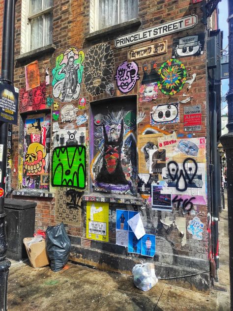 Uk Street Aesthetic, Brick Lane Aesthetic, London Punk Aesthetic, Brick Lane London, London Aesthetic Grunge, East London Aesthetic, London Urban, London Brick, Street Pics