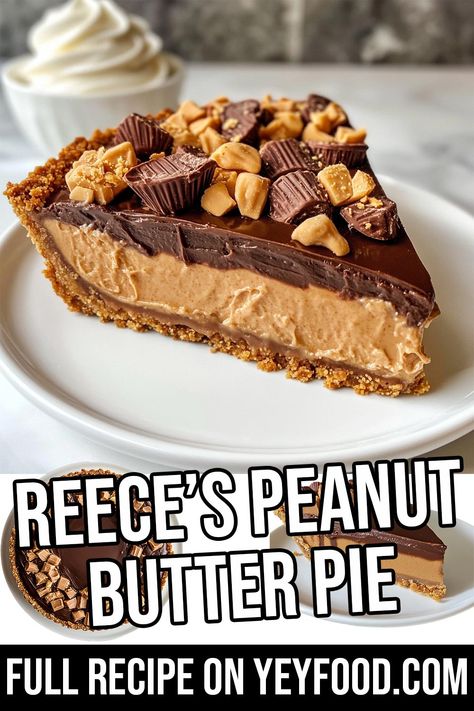 Reece's Peanut Butter Pie - Yeyfood.com: Recipes, cooking tips, and kitchen hacks for home cooks of all levels Peanut Butter Cup Pie Recipe, Sausage Gravy Breakfast Pizza, Sausage Gravy Breakfast, Reese Peanut Butter Pie, Easy Peanut Butter Pie, Cinnamon Bread Easy, Chocolate Graham Cracker Crust, Hacks For Home, Chocolate Peanut Butter Pie