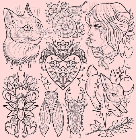 Tattoo Design Practice, Tattoo Practice Ideas, Corresponding Tattoos, Long Tattoo, Plant Doodle, Tattoo Practice, Flash Tattoo Designs, Tattoo Portfolio, Piercing Ideas