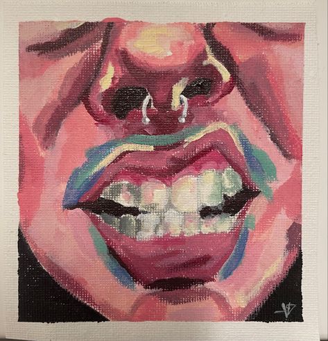 acrylic painting teeth painting aestetic painting art #art #painting #acrylicpainting #realism #swag Painting Teeth, Teeth Painting, Mouth Painting, Aesthetic Drawings, Painting Face, Painting Practice, Inspiration Painting, Back Painting, Art Inspiration Painting