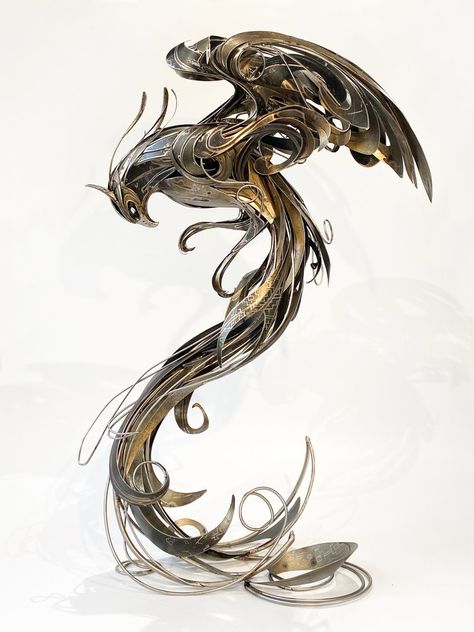 Phoenix Rising — Georgie Seccull Phoenix Sculpture, Allegorical Sculpture, Phoenix Statue, Surrealism Sculpture, Phoenix Rising From The Ashes, Rising From The Ashes, Steampunk Animals, Phoenix Rising, Pottery Painting Designs