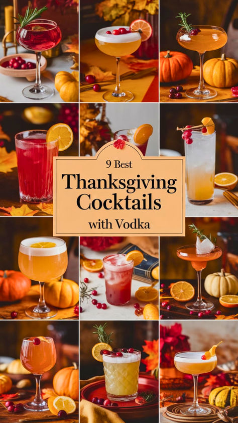 "Discover the 9 Best Thanksgiving Cocktails with Vodka to spice up your 
holiday celebrations! These festive cocktails are perfect for your 
Thanksgiving party ideas, featuring delicious vodka recipes that will 
impress your guests. From seasonal beverages to unique holiday drinks, 
elevate your gathering with these creative and flavorful options. Cheers to 
a memorable Thanksgiving!" Thanksgiving Punch Vodka Cocktail, November Drinks Alcohol, Acholol Drinks For Thanksgiving, Fireball Holiday Drinks, Holiday Vodka Punch, Cocktail Recipes Thanksgiving, Thanksgiving Vodka Punch, Cranberry Drinks Alcohol Thanksgiving, Cranberry Alcoholic Drinks Holidays