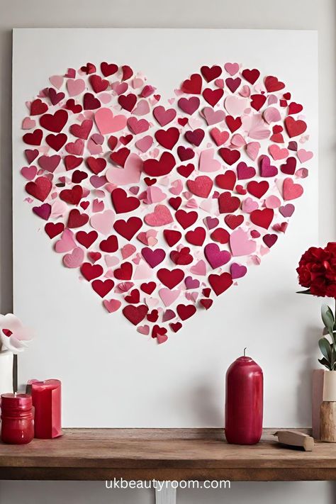 Valentine’s Day decorations offer a great way to infuse your home with a little love and create a warm and romantic ambiance. Whether you’re into DIY projects, heart-shaped wreaths, string lights, or Valentine’s pillows, there are numerous options to consider. This post lists 13 ideas for Valentine’s Day Decorations. Home, party, DIY, bedroom, classroom, easy, St, ideas, farmhouse, boho, work, office. #ValentinesDay Birthday Heart Decoration, Wall Of Hearts Decorating Ideas, Heart Birthday Decorations, Valentines Desk Decorations Offices, Diwali Decoration For Classroom, Valentine’s Day Office Ideas, Valentine Office Decorations, Valentines Day Office Decorations Ideas, School Valentines Ideas