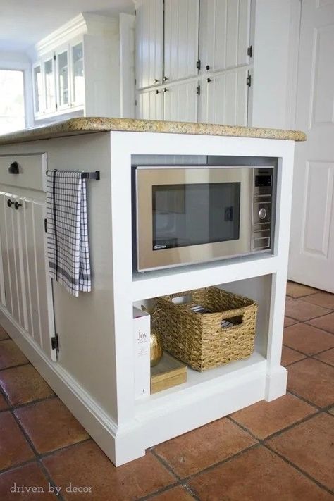 Kitchen Built In Oven And Microwave, Microwave Nook Ideas, Otr Microwave Ideas, Kitchen Castle, Otr Microwave, Kitchen Built In, Microwave In Kitchen, Open Kitchen Shelves, Friday Favorites