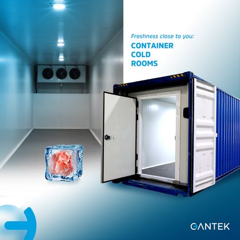 The container cold storage, which provides the air conditioning conditions of a standard cold room in 20' or 40' containers, can be used anywhere thanks to its mobile feature. It can be easily transferred by trailer truck, ship, train or plane. It is suitable for all products and uses as the desired temperature and humidity values can be achieved. Cold or frozen products can be stored. Walkin Cooler, Meat Processing, Trailer Truck, Cold Room, Cold Storage, Temperature And Humidity, Shipping Container, Store Design, Ironing Center