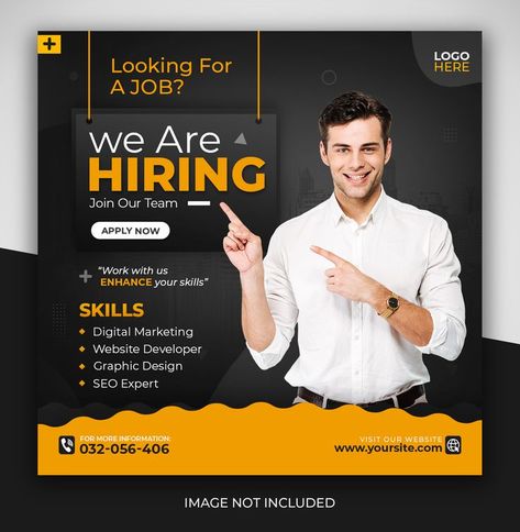 Post Flyer, Hiring Poster, Job Poster, Education Poster Design, Business Poster, Job Ads, Job Advertisement, Social Media Poster, Social Media Design Inspiration