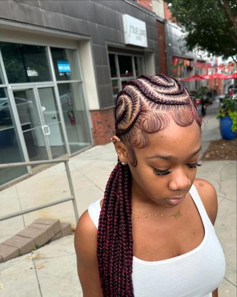 Maroon Braids, Braids With Ponytail, Big Twist Braids Hairstyles, Ethiopian Hair, Cornrows Hairstyles, Cornrow Ponytail, Cornrows Braids For Black Women, Cornrow Braids, Cornrows Styles