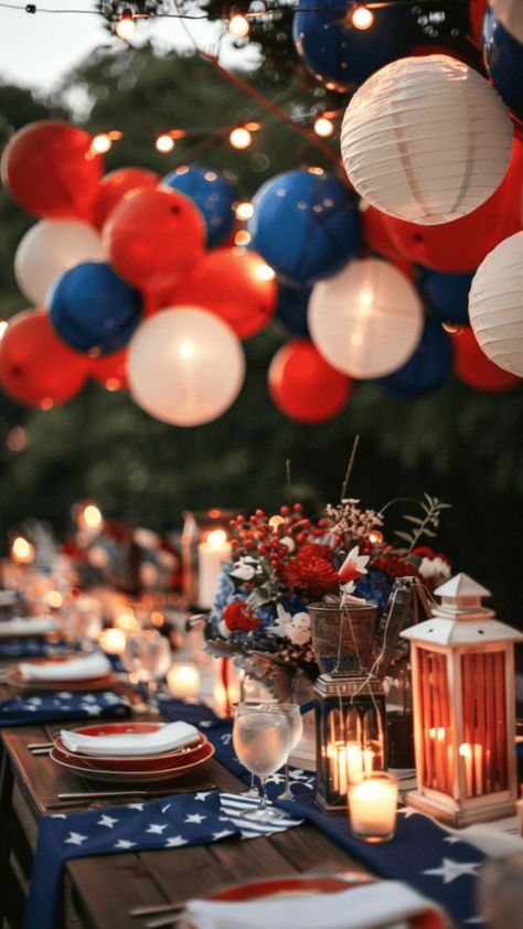 Backyard 4th Of July Party, 4th Of July Theme Party, 4th July Decor, July 4 Decor, Usa Party Theme, American Party Ideas, Fourth Of July Party Ideas Food, 4 July Decoration, Usa Theme Party