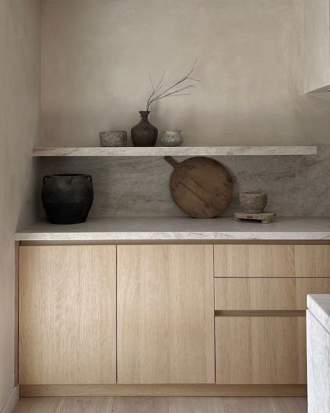 I N T E R I O R S on Instagram: “Wabi Sabi @ovi_studio . . @mikey_rose88 #wabisabi #interiordesign #wabisabidesign #wabisabistyle #kitchendesign #kitchendecor…” Wabi Sabi Laundry Room, Wabi Sabi Cabinet, Wabi Sabi Kitchen Cabinets, Kitchen In Old House, Wabi Sabi Closet, Wabisabi Interiordesign, Loft Airbnb, Bar Cabinetry, Casita Kitchen