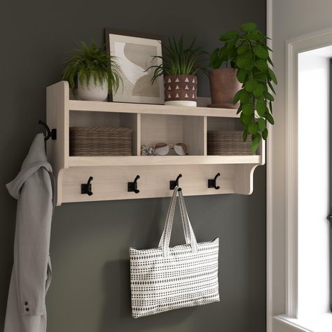 PRICES MAY VARY. Engineered Wood TRANSITIONAL STYLING: The Woodland Collection blends elements of contemporary and traditional design to work with a wide range of furnishings. This Wall Mounted Coat Rack comes in several finishes, making it easy to find the perfect look for your space. CONVENIENT STORAGE: The wall shelf includes four coat hooks in the front and one on each side for hanging jackets, hats, scarves and more. With all your essential outerwear in one spot, maintaining a neat and orga Breakfast Nook Bench With Storage, Nook Bench With Storage, Corner Breakfast Nook, Breakfast Nook Bench, Nook Bench, Breakfast Nook, Bench With Storage, Nook, Solid Wood