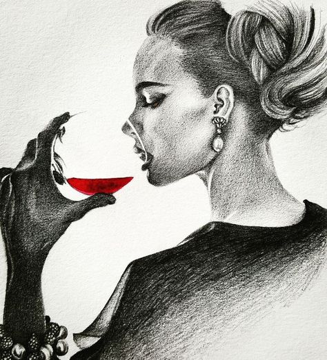 Wine Drawing, Woman Drinking Wine, Drawing Of Woman, A Good Woman, Good Woman, A Real Man, A Strong Woman, Drinking Wine, Past Relationships