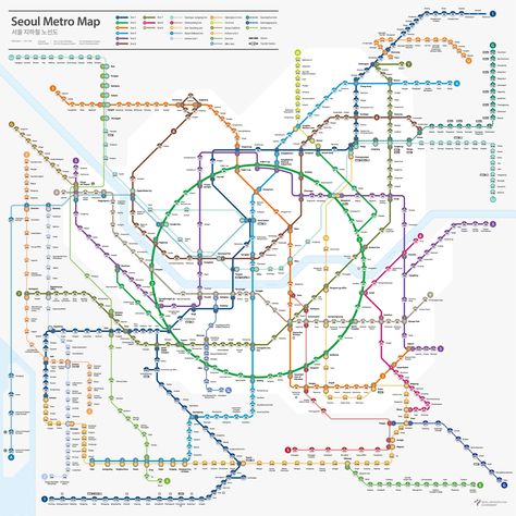 Subway Map Design, Seoul Map, Seoul Travel Guide, Namsan Tower, Metro Map, Seoul Travel, Lotte World, Subway Map, South Korea Travel