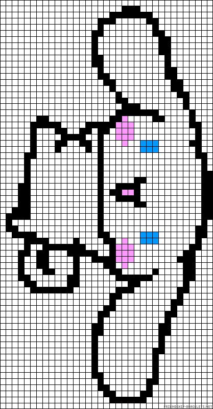 A52985 - friendship-bracelets.net Gloomy Bear Pixel Art Grid, Kawaii Cross Stitch, Graph Crochet, Easy Pixel Art, Pixel Art Templates, Pixel Drawing, Pixel Crochet, Pix Art, Pixel Art Grid