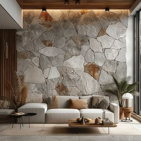 Stone And Wood Wall Interior Design, Stone Cladding Living Room, Stone Texture Wall Interiors, Stone Wall Design Outdoor, Natural Stone Wall Interior, Interior Rock Wall, Wall Texture Design Living Rooms, Stone Wall Interior Living Room, Interior Stone Wall Ideas