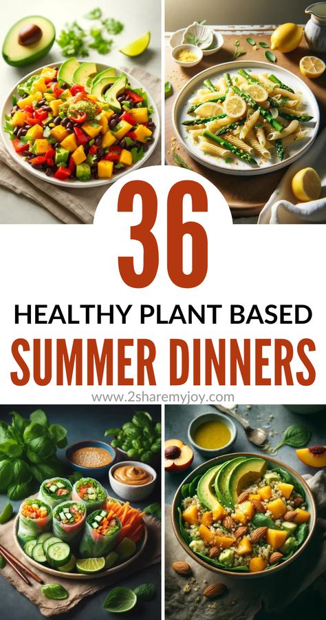 Here are 36 nutritious plant-based dinner ideas to elevate your summer dining experience. With the abundance of fresh produce available during the summer months, incorporating more plant-based meals into your diet can be not only delicious but also beneficial for your health. From colorful salads bursting with flavor to hearty vegetable stir-fries, the possibilities are endless. Easy Summer Vegan Dinners, Veggie Based Dinner Ideas, Nutritious Dinner Ideas, Fresh Vegetarian Meals, Easy Summer Vegan Meals, Vegan Dinner Options, Easy Meals With Vegetables, Summer Vegitaren Recipes Dinner, Vegan Summer Dinner Recipes