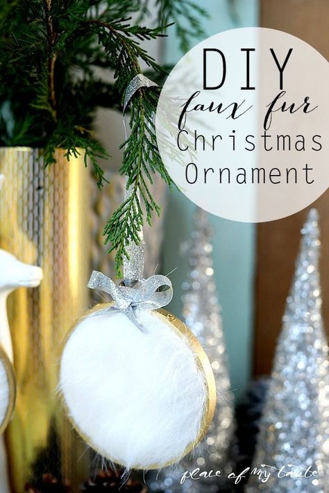 DIY FAUX FUR CHRISTMAS ORNAMENT- How about this  cute and stylish faux fur ornament? So easy to make|Placeofmytaste.com How To Decorate A Wreath, Diy Faux Fur, Dollar Store Christmas Crafts, Faux Christmas, Easy Christmas Ornaments, Joy Sign, Glam Christmas, Christmas Preparation, Real Christmas