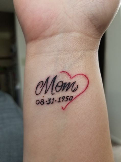 In Loving Memory Of Mom Tattoos, Tattoo Ideas For Late Mom, Memory Of Mother Tattoo, Memorial Name Tattoo Ideas, Small In Loving Memory Tattoos, Small Mom Memorial Tattoo, Small Tattoos Memory, Tattoo Ideas Female Rip Grandma, In Loving Memory Mom Tattoos